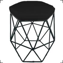 Puff Decorativo Para Sala Hexagonal Aramado Bronze/Dourada/Preta Suede Cores - Clique E Decore