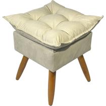 Puff Decorativo Para Sala Quarto Penteadeira Closet Assento Extra Confortável Quadrado Alice Tecido Suede Pés Palito