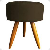 Puff Decorativo Para Sala Quarto Penteadeira Closet Assento Extra Confortável Redondo Tecido Suede Pés Palito