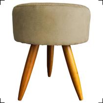 Puff Decorativo Para Sala Quarto Penteadeira Closet Assento Extra Confortável Redondo Tecido Suede Pés Palito