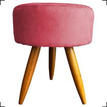 Puff Decorativo Para Sala Quarto Penteadeira Closet Assento Extra Confortável Redondo Tecido Suede Pés Palito