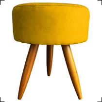 Puff Decorativo Para Sala Quarto Penteadeira Closet Assento Extra Confortável Redondo Tecido Suede Pés Palito