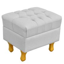 Puff Decorativo París Luis XV Capitone Linho Cinza - Lyam Decor