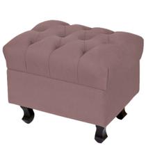 Puff Decorativo París Luis XV Capitone Suede Rosê - Lyam Decor