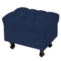 Puff Decorativo París Luis Xv L02 Capitone Suede Azul Marinho - Lyam Decor