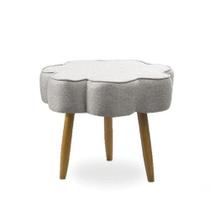 Puff Decorativo Pé Palito De Madeira Sala Flower Linho Cinza E03 - D'rossi