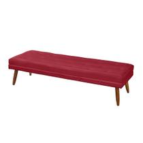 Puff Decorativo Pé Palito Estofado de Casal 140 cm Estofado Beatriz Vermelho Suede Anchar Interiores