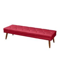 Puff Decorativo Pé Palito Estofado de Solteiro 100 cm Estofado Pan Dora Vermelho Suede Anchar Interiores