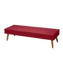 Puff Decorativo Pé Palito Estofado de Viúva 120 cm Estofado Fatima Vermelho Suede Anchar Interiores