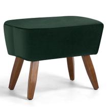 Puff Decorativo Pés de Madeira Fixo Juliet D02 Veludo Verde C-303 - Lyam Decor Puff Decorativo Pés de Madeira Fixo Juliet D02 Veludo Verde C-303 - Lyam Decor