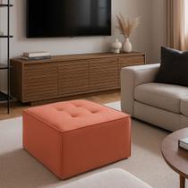 Puff Decorativo Quadrado 65x65 Boucle Para Sala E Quarto Bz