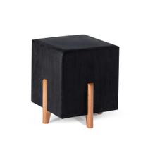 Puff decorativo quadrado em suede na cor Preto