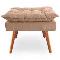 Puff Decorativo Quadrado Opala Pés Palito Tecido Suede Bege Kimi Design Puff Decorativo Quadrado Opala Pés Palito Tecido Suede Bege Kimi Design