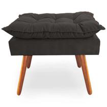 Puff Decorativo Quadrado Opala Pés Palito Tecido Suede Grafite Kimi Decor