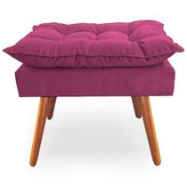 Puff Decorativo Quadrado Opala Pés Palito Tecido Suede Rosa Kimi Decor