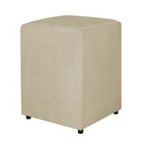 Puff Decorativo Quadrado Para Escritório Veludo Bege - Belliv Decor