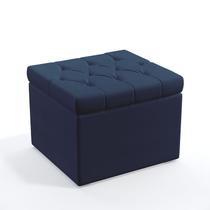 Puff Decorativo Quasar com Capitonê para Sala de Estar Sued Azul Marinho Aradecor