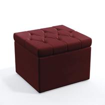 Puff Decorativo Quasar Com Capitonê Para Sala de Estar Sued Bordô Aradecor