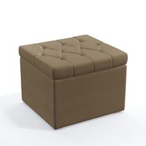 Puff Decorativo Quasar com Capitonê para Sala de Estar Sued Capuccino Aradecor
