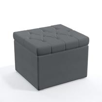 Puff Decorativo Quasar com Capitonê para Sala de Estar Sued Cinza Aradecor