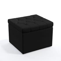 Puff Decorativo Quasar com Capitonê para Sala de Estar Sued Preto Aradecor