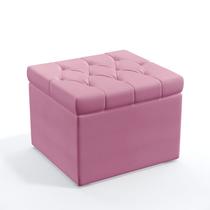 Puff Decorativo Quasar com Capitonê para Sala de Estar Sued Rosê Aradecor