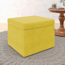 Puff Decorativo Quasar para Sala de Estar Sued Amarelo Aradecor