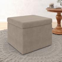 Puff Decorativo Quasar para Sala de Estar Sued Capuccino Aradecor