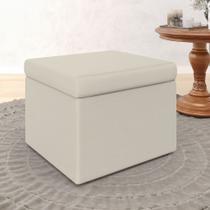 Puff Decorativo Quasar sem Capitonê Couro Artificial Bege Aradecor