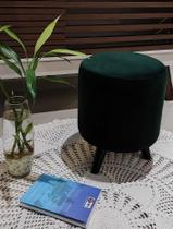 Puff Decorativo Redondo 40x30 pés palito, tecido Suede Verde Escuro