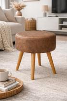 Puff Decorativo Redondo 40x40 Reforçado com Pés Palito Apoio Multiuso