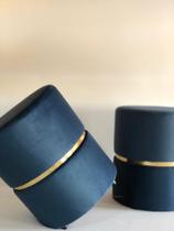 Puff Decorativo Redondo Banqueta - 2 Unidades - Com detalhes dourado