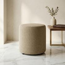 Puff Decorativo Redondo Bege Em Linho Sala Quarto Premium Puff Decorativo Redondo Bege Em Linho Sala Quarto Premium