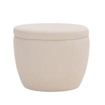 Puff Decorativo Redondo Kaira Bouclé Off White - Nexta Casa