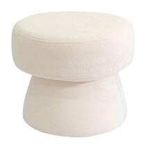 Puff Decorativo Redondo Liz Sala de Estar Bouclé Off White - Nexta Casa