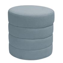 Puff Decorativo Redondo Mid Bouclé Azul Claro - Nexta Casa