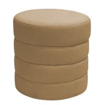 Puff Decorativo Redondo Mid Bouclé Camel - Nexta Casa