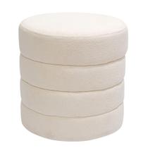 Puff Decorativo Redondo Mid Bouclé Off White - Nexta Casa