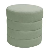 Puff Decorativo Redondo Mid Bouclé Verde Claro - Nexta Casa