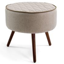 Puff Decorativo Redondo Nina Tressê Pés Palito Rústico D-470 - Lyam Decor