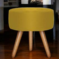 Puff Decorativo Redondo Para Sala Quarto Suede Amarelo Madelina Decor