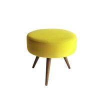 Puff Decorativo Redondo Pés Palito Suede Amarelo - Zahav Estofados