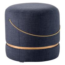 Puff Decorativo Redondo Ryu Azul/Dourado G66 - Gran Belo Puff Decorativo Redondo Ryu Azul/Dourado G66 - Gran Belo