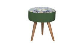 Puff Decorativo Redondo Safira - Tecido Verde Folha