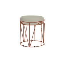 Puff Decorativo Redondo Sol Base Bronze material sintético Bege