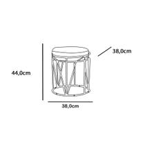 Puff Decorativo Redondo Sol Base Bronze Suede Amarelo