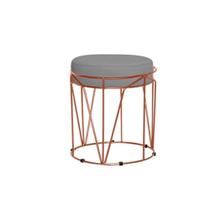 Puff Decorativo Redondo Sol Base Bronze Suede Cinza