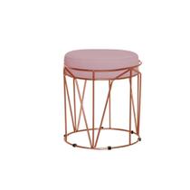 Puff Decorativo Redondo Sol Base Bronze Suede Rosê