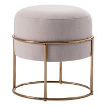 Puff Decorativo Redondo Squillo Pés em Aço Bege/Dourado G66 - Gran Belo