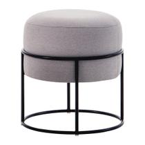 Puff Decorativo Redondo Squillo Pés em Aço Cinza/Preto G66 - Gran Belo